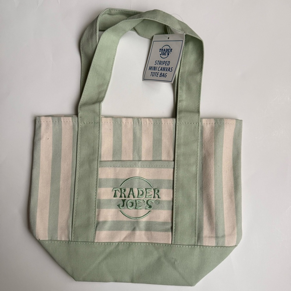 NEW Trader Joe’s Striped Mini Canvas Tote Bags Set of 4 - Picture 2 of 8